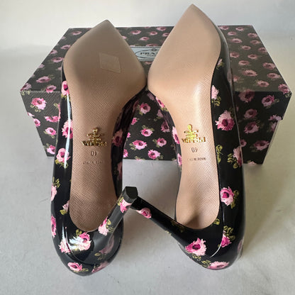 Rose Nero Pumps - Black Floral - EU 40
