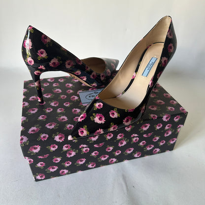 Rose Nero Pumps - Black Floral - EU 40