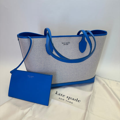 Bleecker Large Canvas Tote blue white