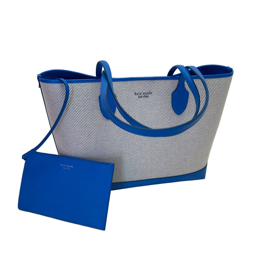 Bleecker Large Canvas Tote blue white