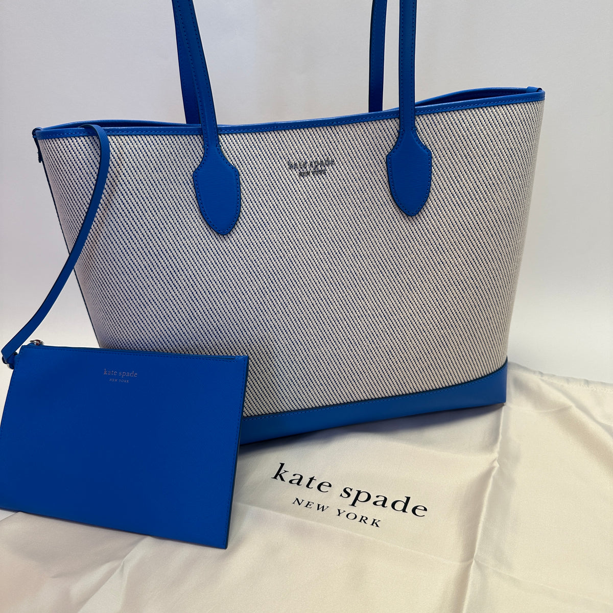 Bleecker Large Canvas Tote blue white