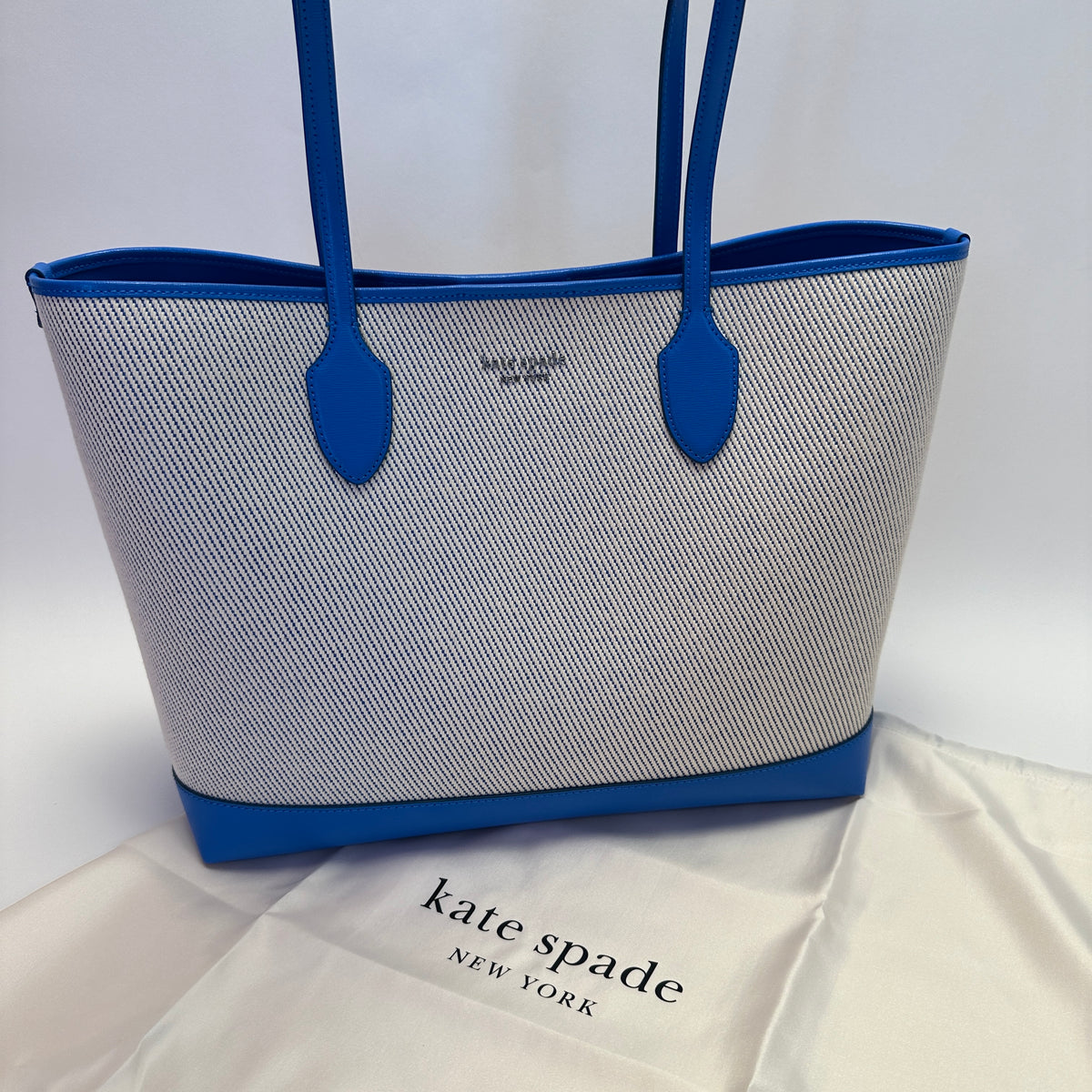 Bleecker Large Canvas Tote blue white