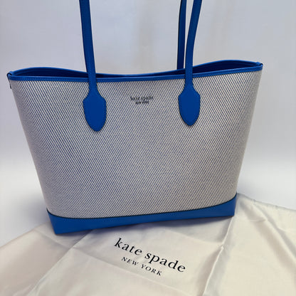 Bleecker Large Canvas Tote blue white