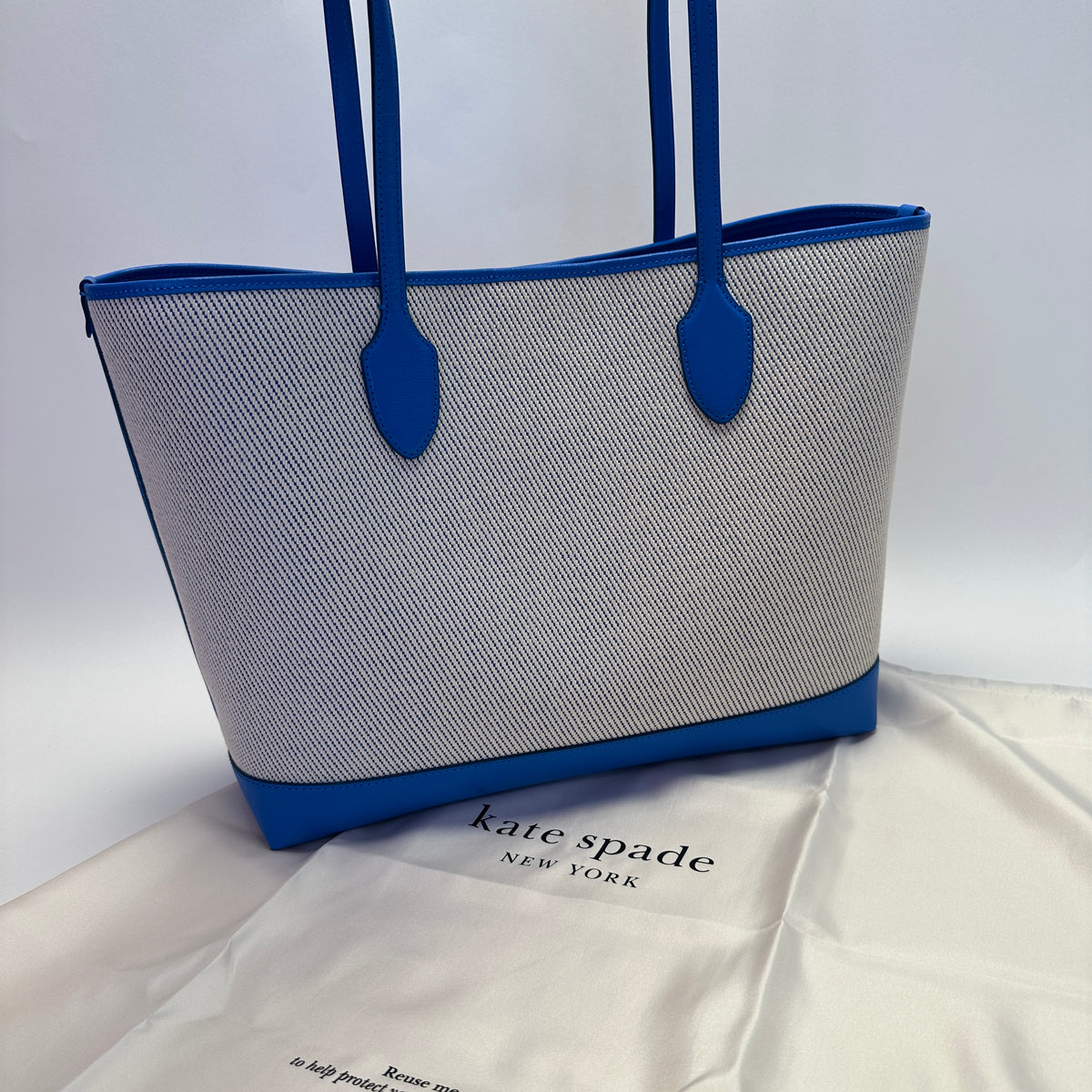 Bleecker Large Canvas Tote blue white