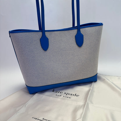 Bleecker Large Canvas Tote blue white