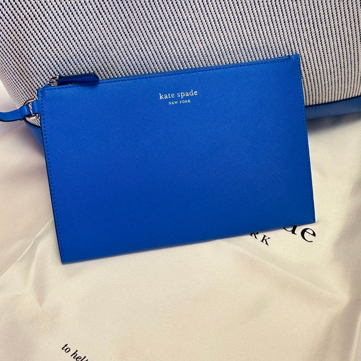 Bleecker Large Canvas Tote blue white