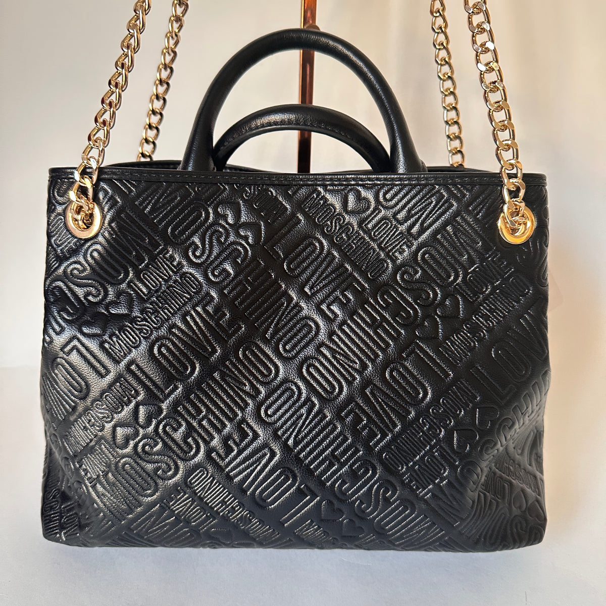 Love Moschino Embossed Logo Satchel - Black
