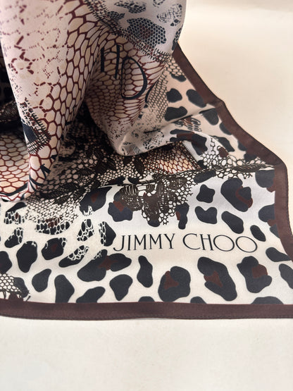 Silk Scarf - Leopard Print - Black/Light Pink