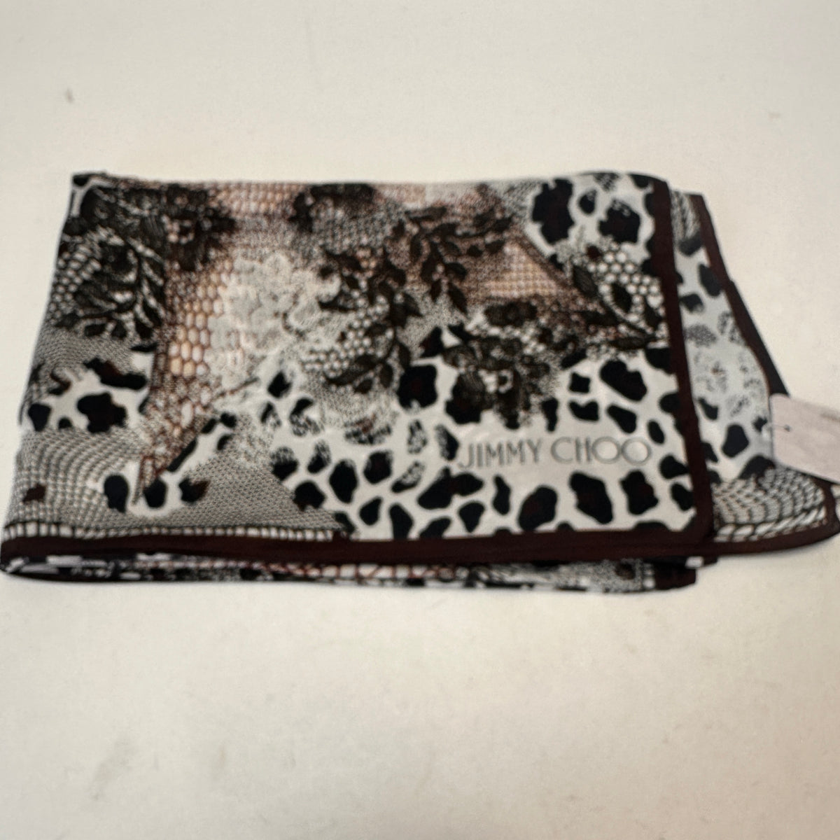 Silk Scarf - Leopard Print - Black/Light Pink