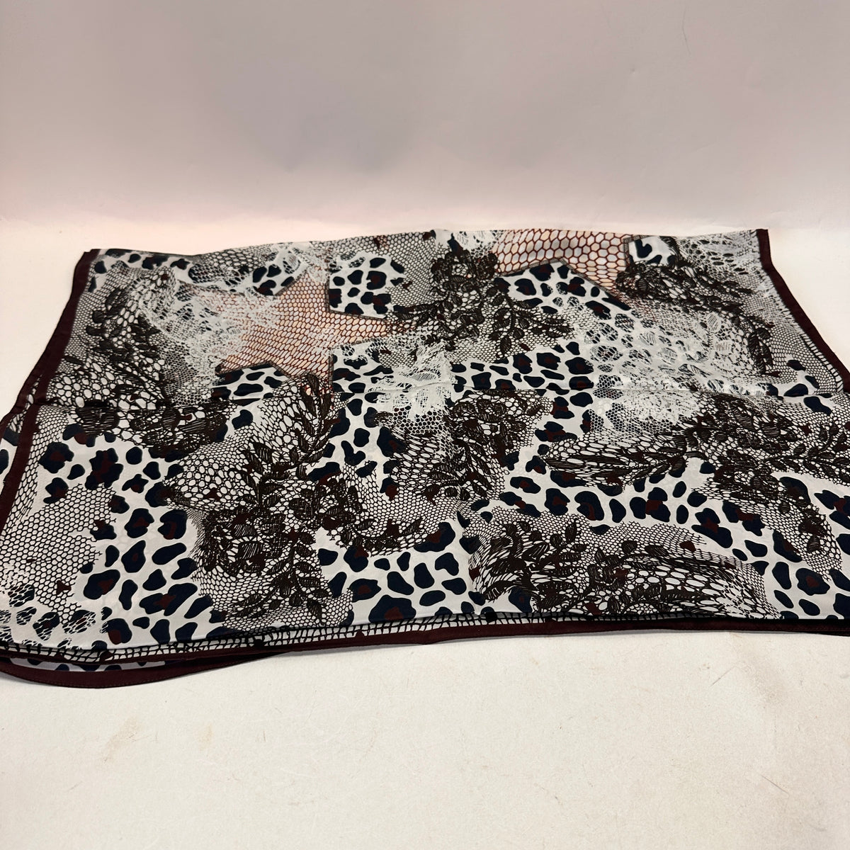 Silk Scarf - Leopard Print - Black/Light Pink