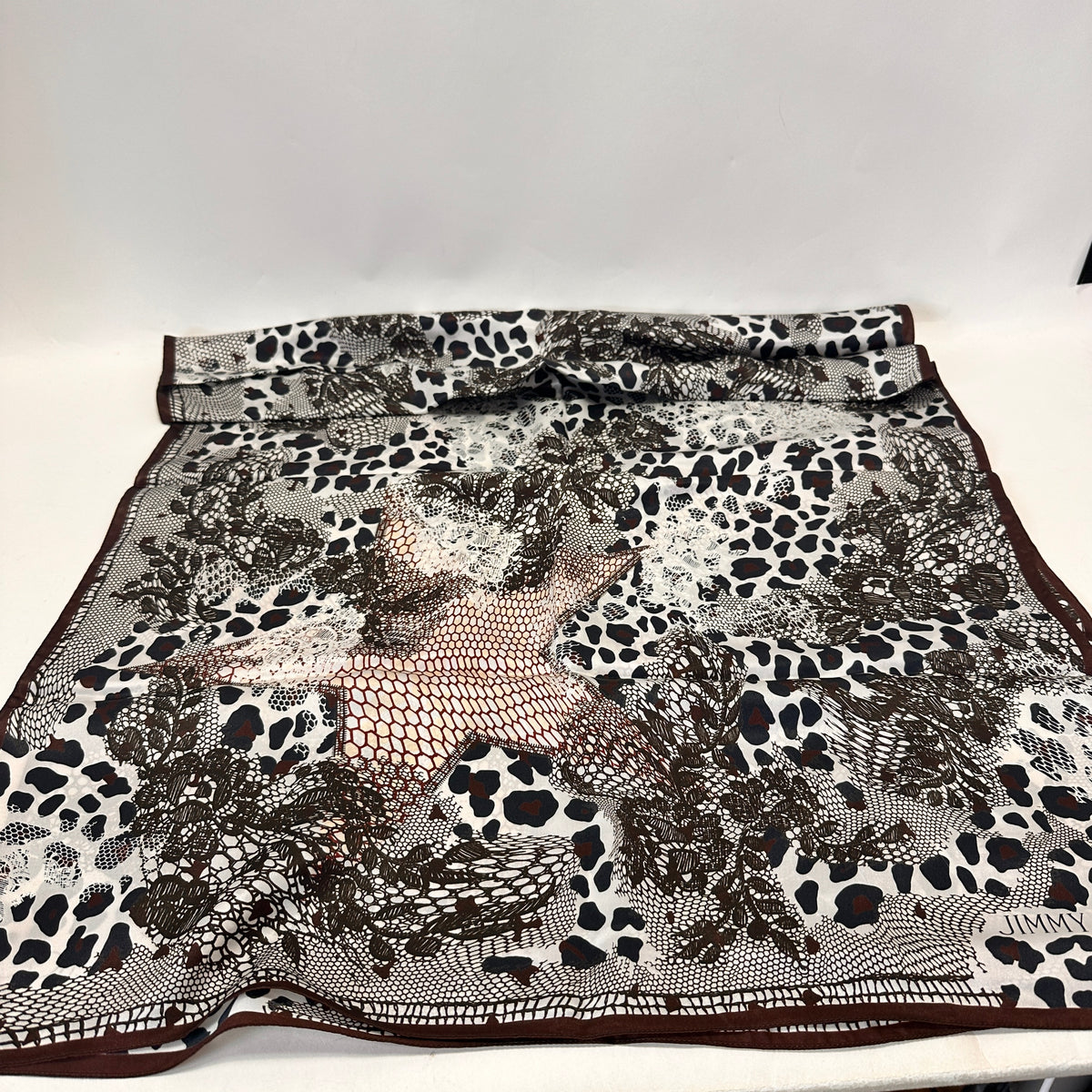 Silk Scarf - Leopard Print - Black/Light Pink