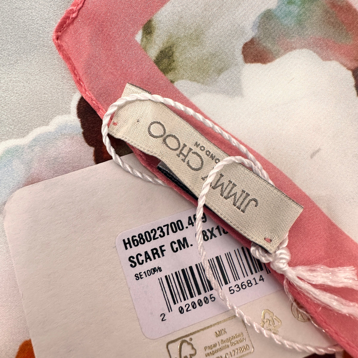 Floral Silk Scarf - Grey - Pink