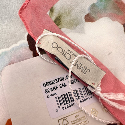 Floral Silk Scarf - Grey - Pink