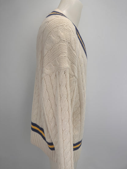 Cable-Knit Sweater - Tennis Rackets Beige - XL