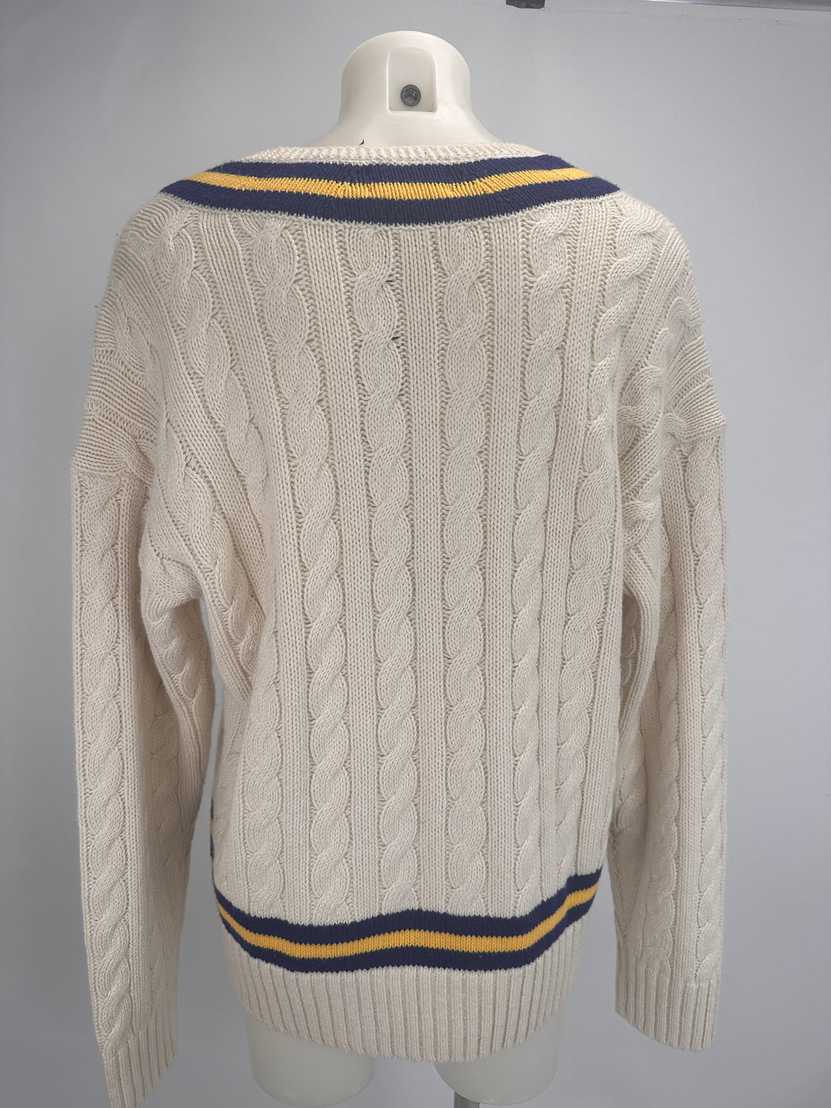 Cable-Knit Sweater - Tennis Rackets Beige - XL
