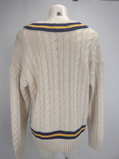 Cable-Knit Sweater - Tennis Rackets Beige - XL