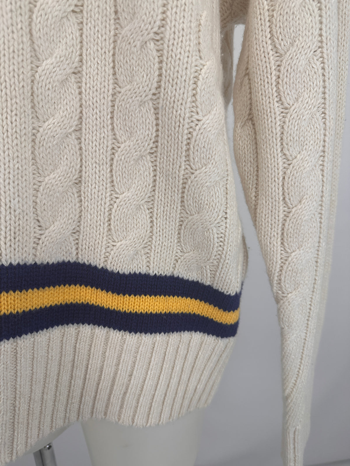 Cable-Knit Sweater - Tennis Rackets Beige - XL