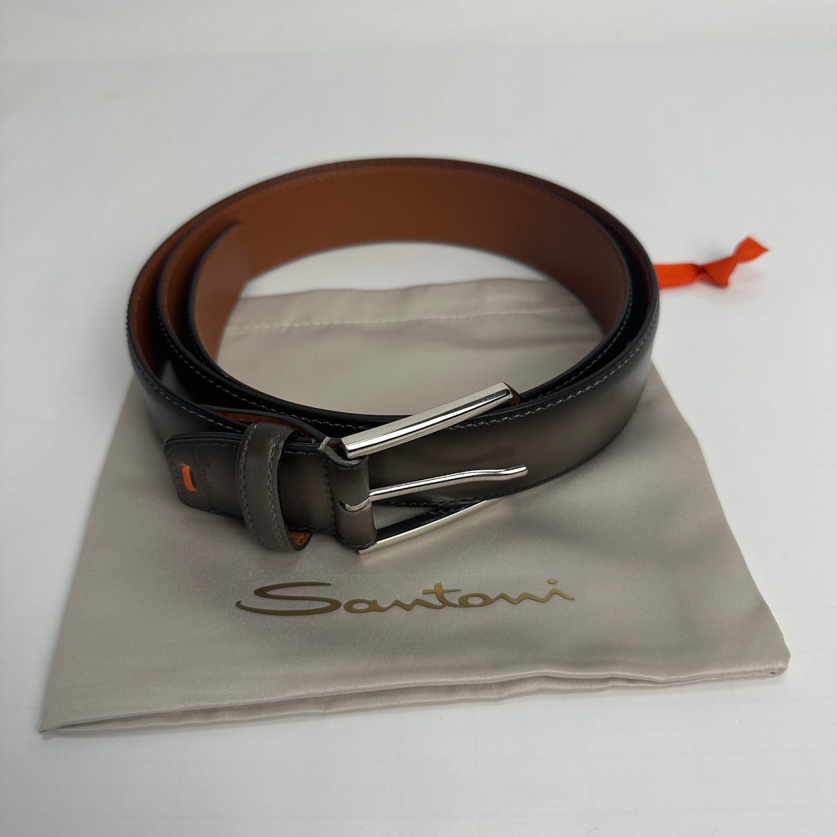 Adjustable Leather Belt - Black/Grey