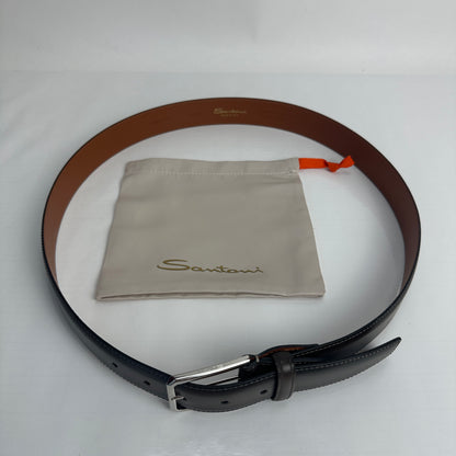 Adjustable Leather Belt - Black/Grey