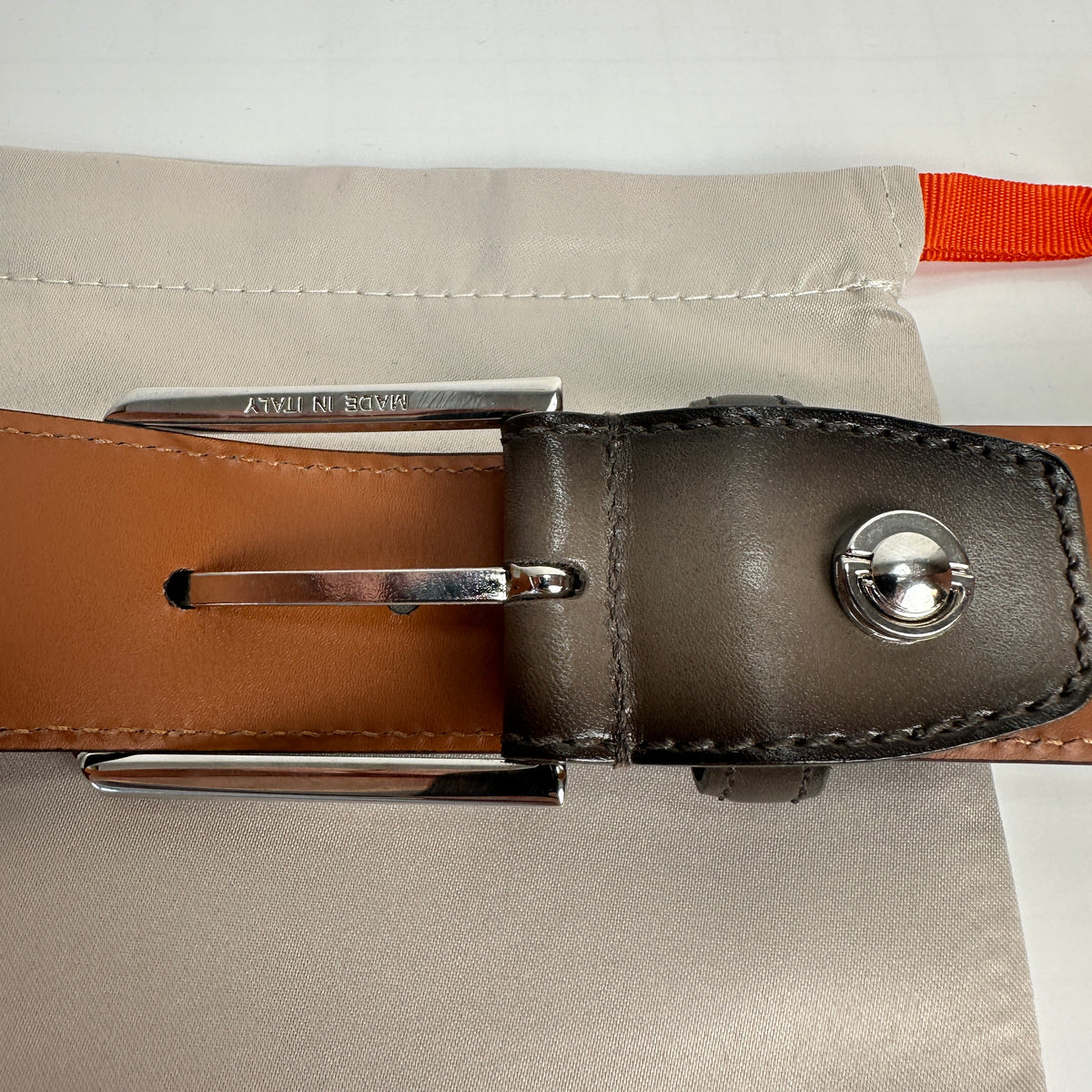 Adjustable Leather Belt - Black/Grey