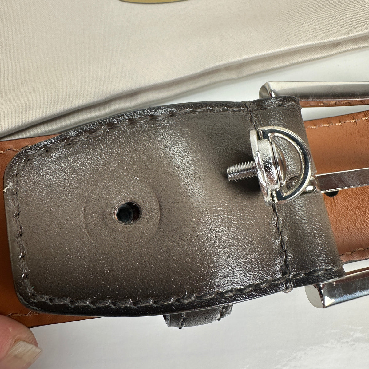 Adjustable Leather Belt - Black/Grey