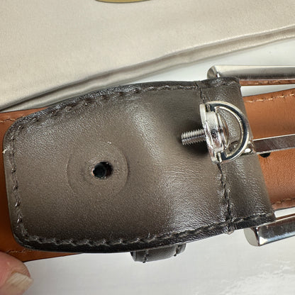 Adjustable Leather Belt - Black/Grey
